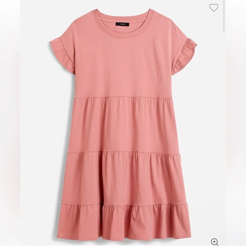 J. Crew Blush Pink Tiered Mini Dress Cotton Size XS Women’s Ruffle Sleeves - Picture 1 of 9
